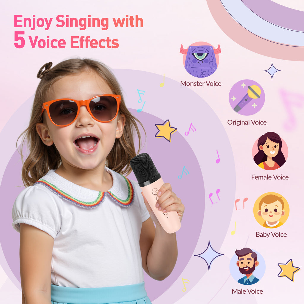 BEILIHART Karaoke Machine for Kids Adults, Mini Portable Bluetooth Karaoke Speaker with 2 Wireless Microphone and Lights, Christmas Birthday Gifts for Girls Ages 4, 5, 6, 7, 8, 9, 10, 12+ Family Home Party