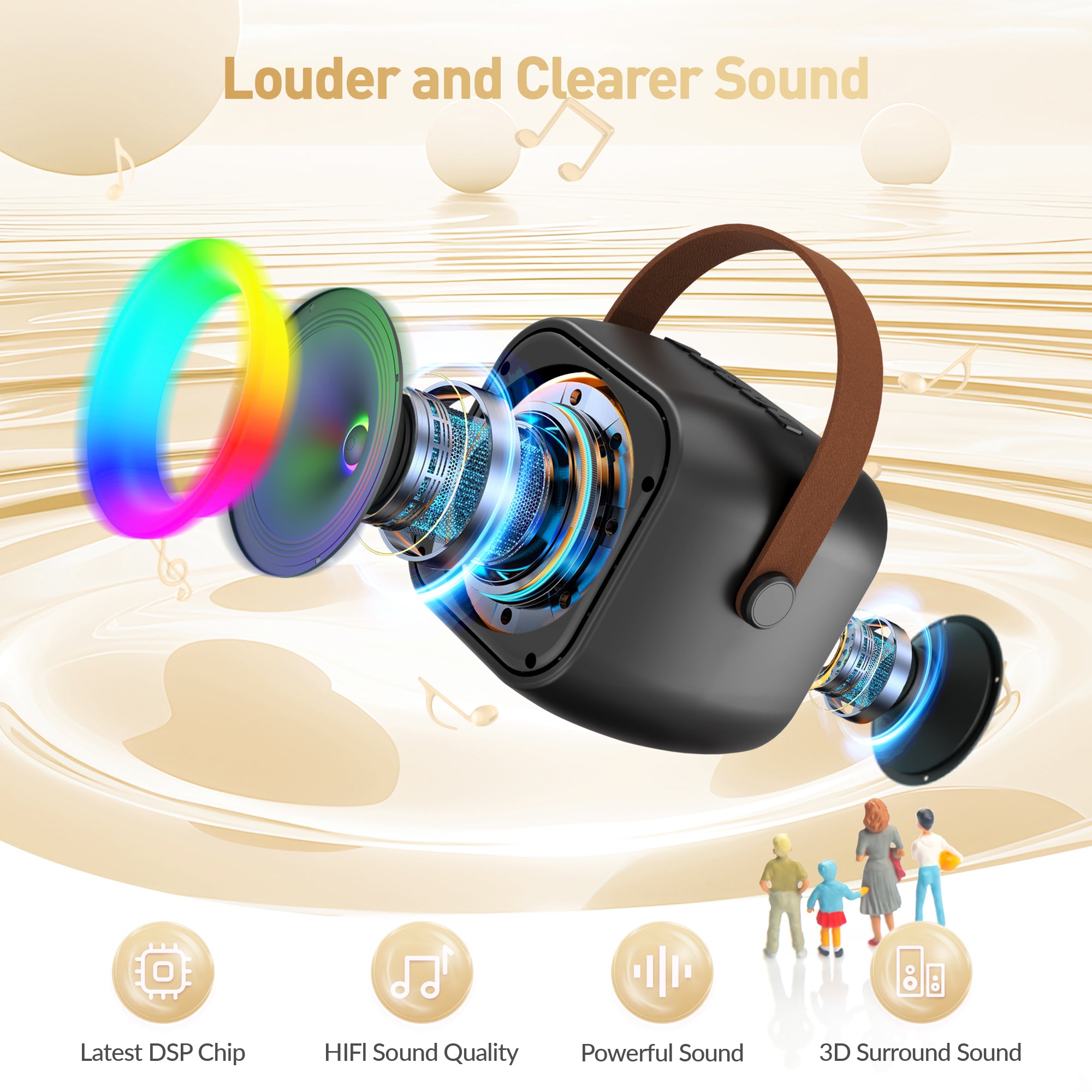 BEILIHART Mini Karaoke Machine, Portable Bluetooth Karaoke Speaker with 2 Wireless Microphones and Party Lights for Kids and Adults, Birthday Gifts for Girls Boys Family Home Party