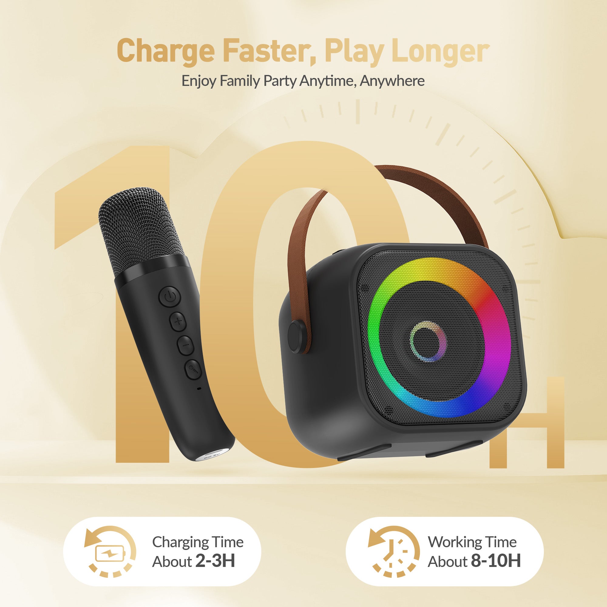 BEILIHART Mini Karaoke Machine, Portable Bluetooth Karaoke Speaker with 2 Wireless Microphones and Party Lights for Kids and Adults, Birthday Gifts for Girls Boys Family Home Party