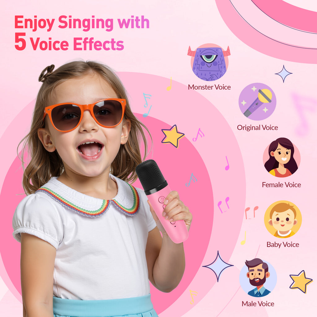 BEILIHART  Mini Karaoke Machine with 2 Wireless Microphones for Kids Adults,Portable Bluetooth Karaoke Speaker with Party Lights,Christmas Birthday Gifts for Girls Ages 4, 5, 6,7, 8, 9, 10,12+ Family Home Party