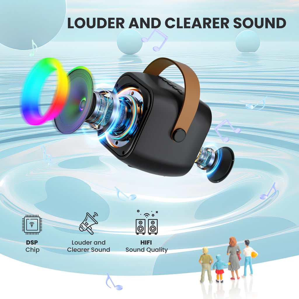 BEILIHART Mini Karaoke Machine, Portable Bluetooth Karaoke Speaker with 2 Wireless Microphones and Party Lights for Kids and Adults, Birthday Gifts for Girls Boys Family Home Party