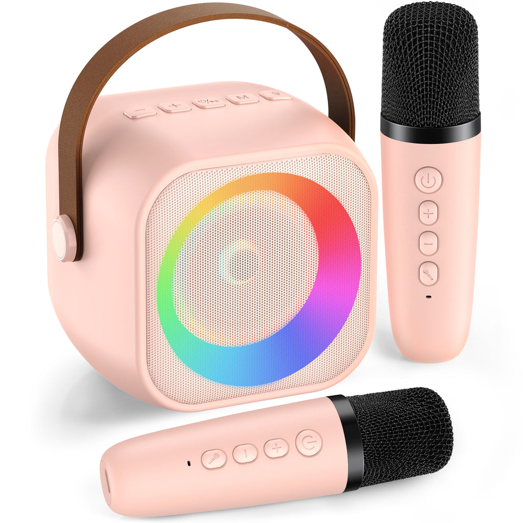 BEILIHART Karaoke Machine for Kids Adults, Mini Portable Bluetooth Karaoke Speaker with 2 Wireless Microphone and Lights, Christmas Birthday Gifts for Girls Ages 4, 5, 6, 7, 8, 9, 10, 12+ Family Home Party