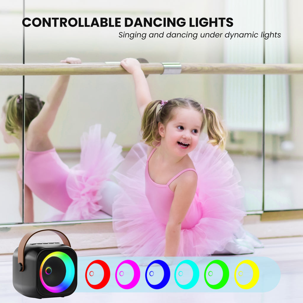 BEILIHART Mini Karaoke Machine, Portable Bluetooth Karaoke Speaker with 2 Wireless Microphones and Party Lights for Kids and Adults, Birthday Gifts for Girls Boys Family Home Party