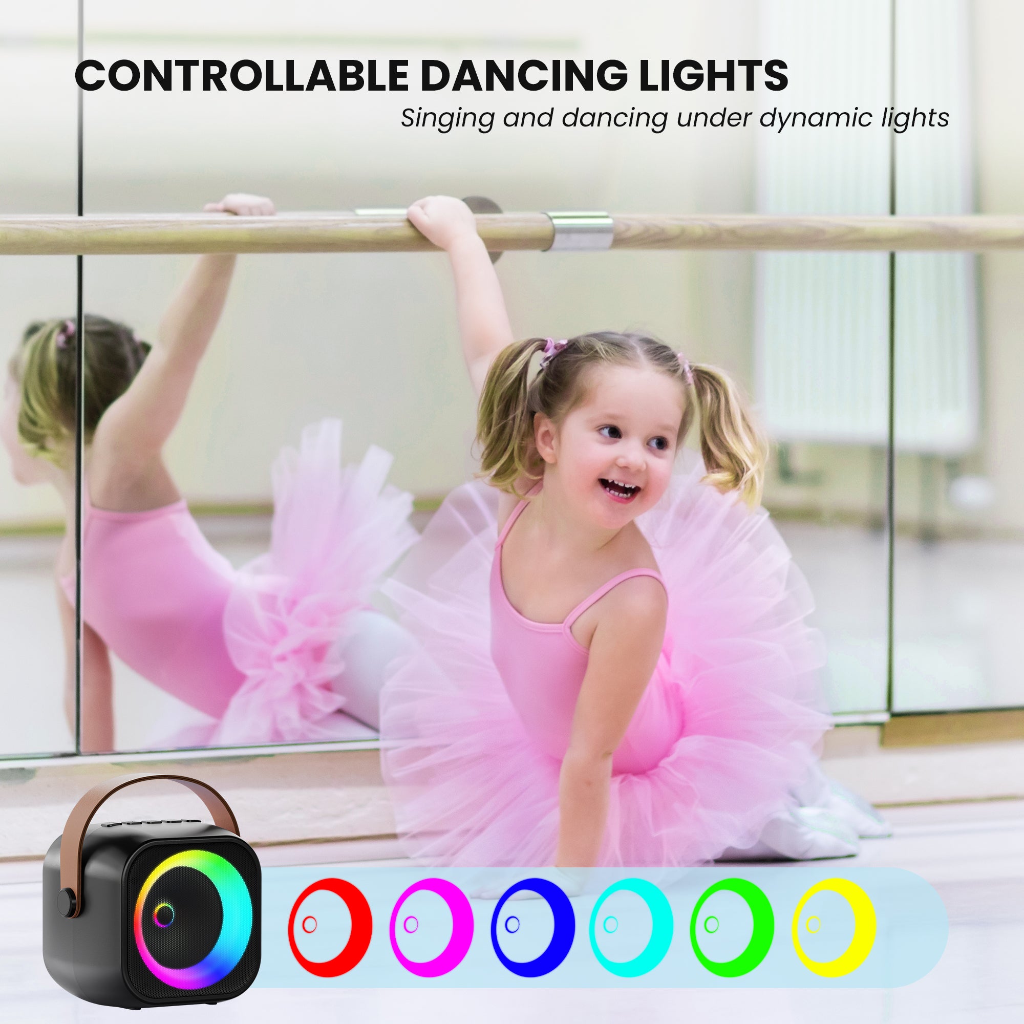 BEILIHART Mini Karaoke Machine, Portable Bluetooth Karaoke Speaker with 2 Wireless Microphones and Party Lights for Kids and Adults, Birthday Gifts for Girls Boys Family Home Party
